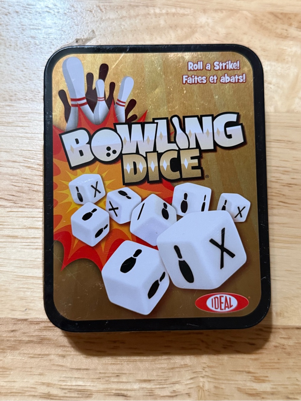 NWT - Bowling Dice Game - White Bowling Pins Design